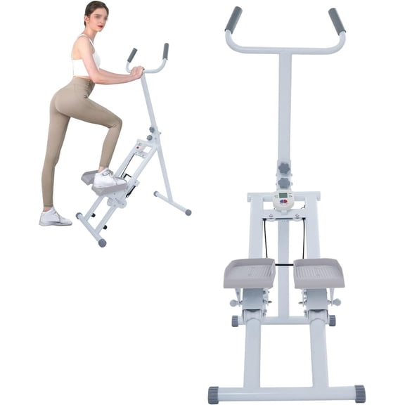 Stair Stepper Folding Vertical Climber Machine with Handlebar and Display, Adjustable Full Body Workout Machine for Home Gym 265LBS Load