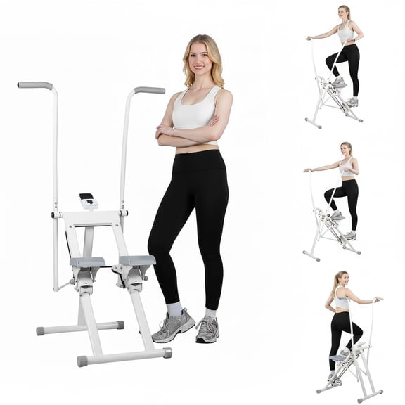 Stair Stepper - Folding Vertical Climber with Adjustable Handlebar & Pedals, 265lbs Capacity for Home Cardio & Full Body Workout