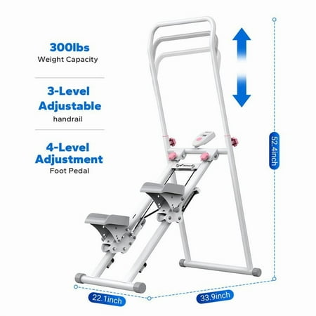 Stair Stepper with Handlebar for Full-Body Workout, 300LBS Capacity, Compact Cardio Climber Exercise Machine with Adjustable Pedals, Vertical Climber for Home Gym,