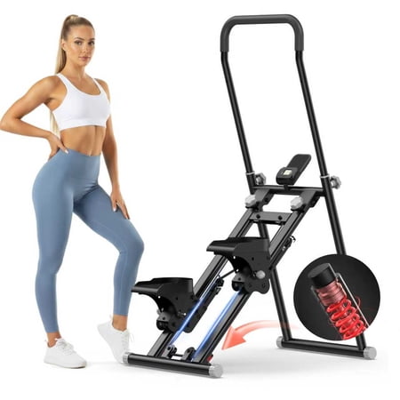 Stair Stepper for Home - Compact Folding Stair Climber with Quiet Shock-Absorbing Spring Shock-Absorbing System, Adjustable Tension, Ergonomic Foam Handles for Full-Body Cardio Workout