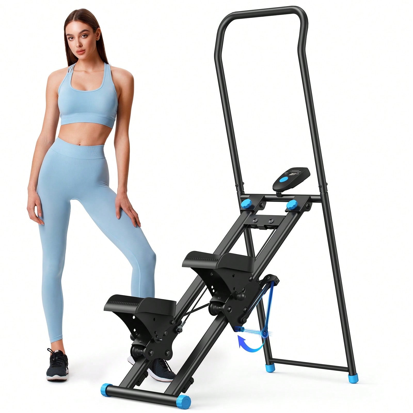 Stepper escalier pliable vertical , Guidon et pédales réglables, Écran