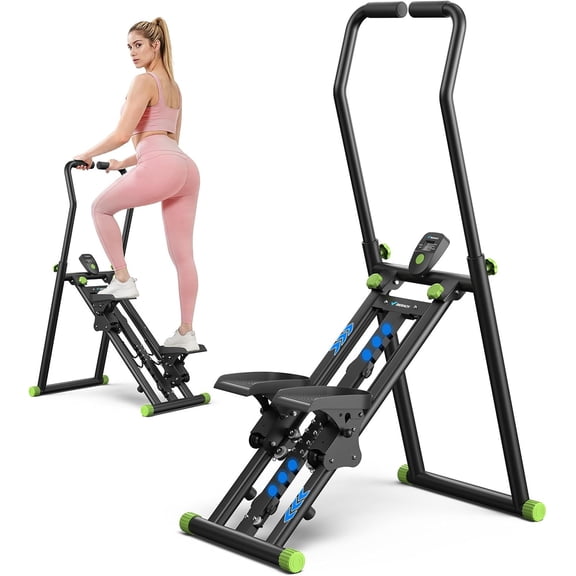 Stair Stepper for Home Gym Exercise, New Version Stairmaster for Full-Body Workout, Compact Folding Stair Climber with Extended Step Range, Adjustable Handlebar/Pedal