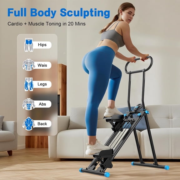 Stair Stepper for Home, New Version 6 Adjustable Resistance Vertical Climber Cardio Exercise , Folding Stair Climber for Full Body Workout with Adjustable Handlebar
