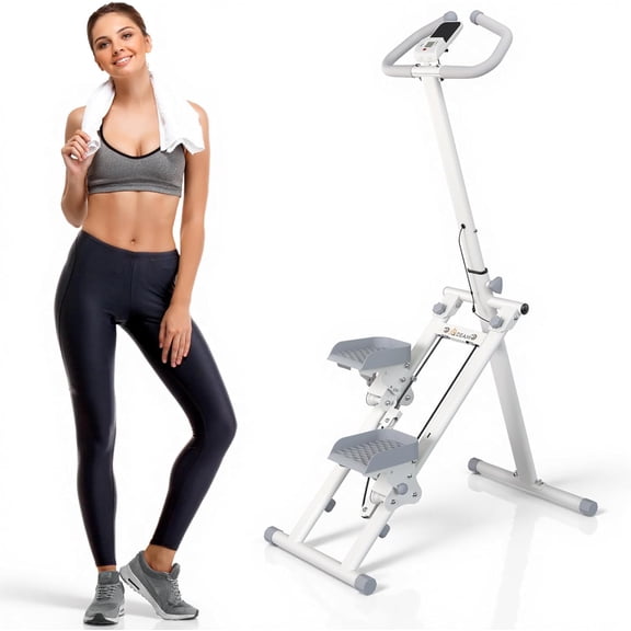 Stair Stepper for Home, Stair Master for Exercise at Home Folding Stair Stepper for Full-Body Workout Compact Stair Climber with Resistance/Phone Holder/Adjustable Handlebar & Pedals