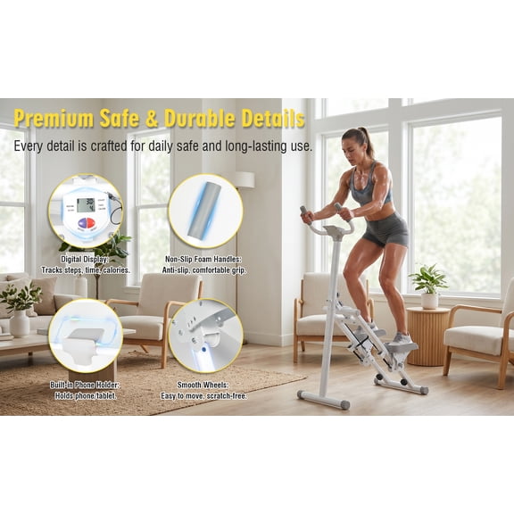 Stair Stepper Machine, Vertical Climber Exercise Equipment with LCD Display, Compact Cardio Step Trainer for Full-Body Home Workouts