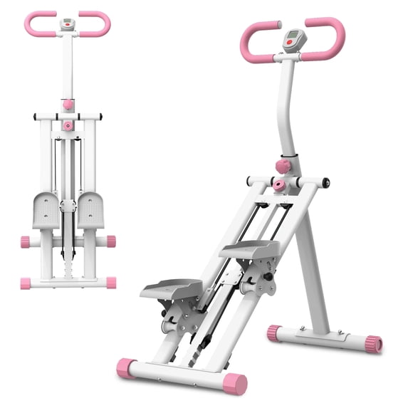 Vertical Climber Exercise Machine with Resistance, Foldable Stair Stepper for Home Gym, Full Body Cardio Workout Equipment with Adjustable Handlebar & Stable Frame, Pink