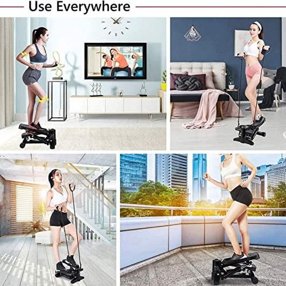 Stair Stepper for Exercise, Mini Steppers with Resistance Band, Hydraulic Mute Stepper with LCD Monitor and Resistance Bands for Home Gym Workout