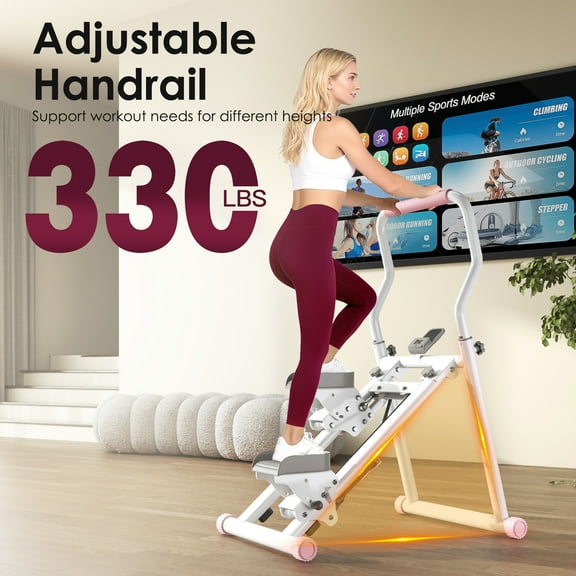 Stair Stepper for Home, Full-Body Exercise Stair Climber, Compact Foldable Step Machines Designed for Home Workouts & Small Spaces,White