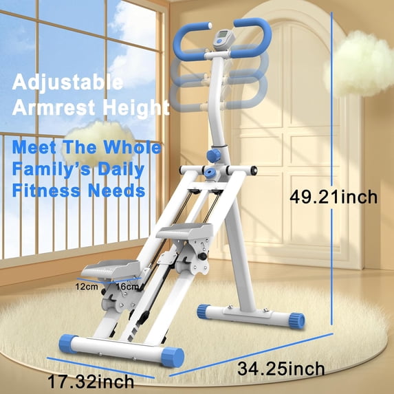Stair Stepper with Adjustable Handlebar & Resistance Bands, Quiet Hydraulic Step for Home Cardio Workout