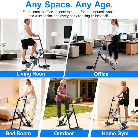 Stair Stepper with Handlebar, 3-Gear Resistance & Foldable Home Cardio for Full-Body Workout, 350lbs Capacity
