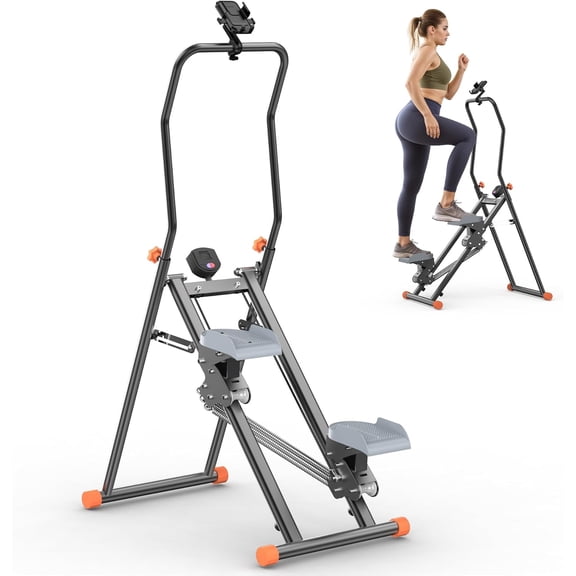 Stair Steppers with Resistance at Gym, Folding Vertical Climber Cardio Exercise Machine, Stair Climber for Full Workout with LED Display