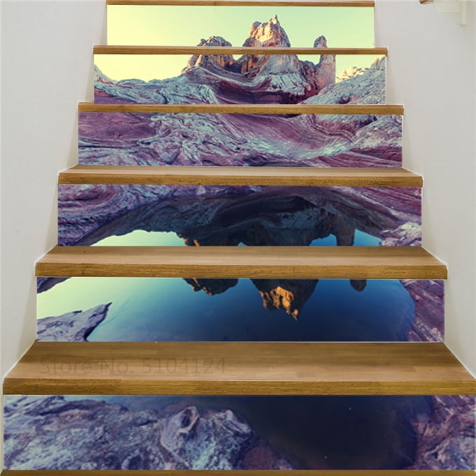 Stair Stickers Colorful wood grain Stair mural wallpaper riser House