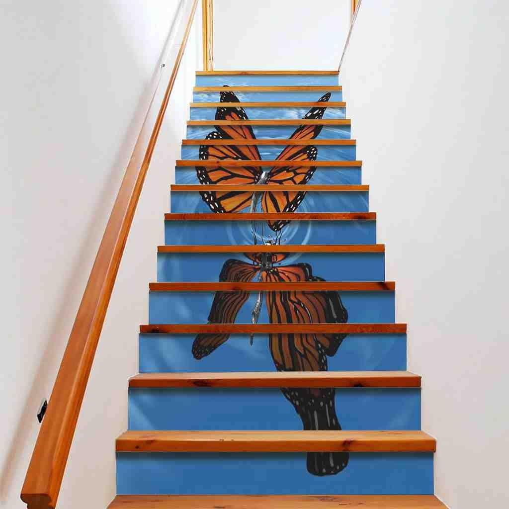 Stair Stickers Fantasy Butterflies Blue Butterfly Staircase Decals ...