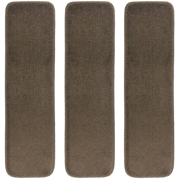 Stair Tread Collection Indoor Skid Slip Resistant Carpet Stair Tread Machine Washable Euro Collection Stair Mat 8.5 inch x 30 inch (Set of 3, Cappuccino Beige)