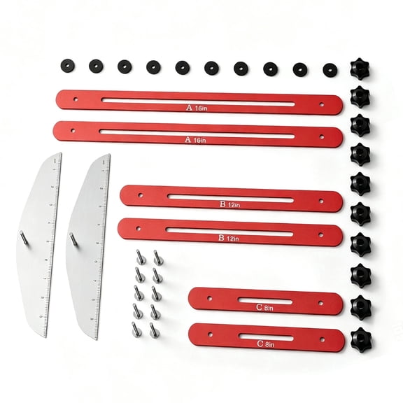 Stair Tread Template Tool, 8"–60", Aluminum Alloy Stair Tread Jig, Stair Measuring Tool, Adjustable Stair Tread Gauge and Shelf Scribe Layout Tool for Stairs