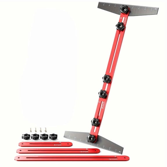 Stair Tread Template Tool, 8" To 60" Stair Tread Jig Measuring Tool,Precision Stair Tread Measuring Tool,Stair Tread Gauge For Stairs, Floor, Cabinets, Accurately Measuring Angle, Length & Depth