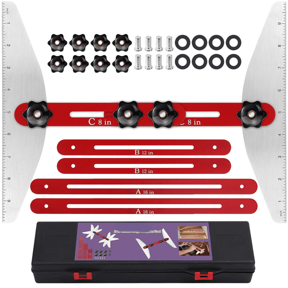 Stair Tread Template Tool Precision Stair Tread Jig for Risers and Treads Durable Aluminum Stair Guide, Measuring Tool, Step Gauge, and Scribe Perfect for DIY and Woodworking - Red
