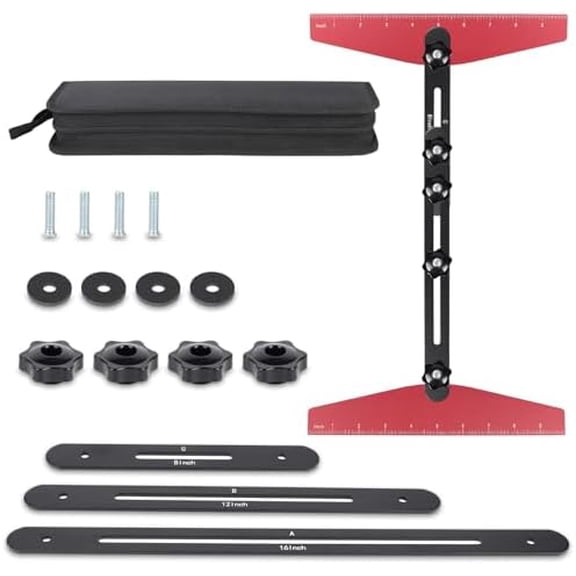 Stair Tread Template Tool - Solid Stair Tread Gauge, Stair Gauge Set Shelf Layout Measuring Scribe Tool for Stair Measuring Tool Stair Gauge Jig Stair Template Stair Step Scribe Tool(Red-Gray)