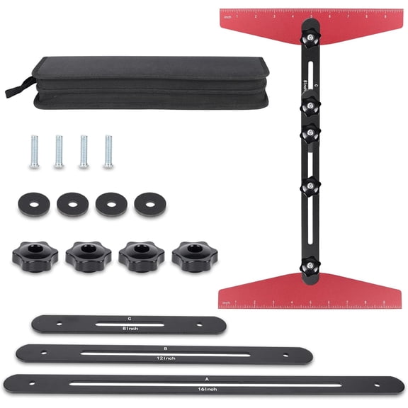 Stair Tread Template Tool - Solid Stair Tread Gauge, Stair Gauge Set Shelf Layout Measuring Scribe Tool for Stair Measuring Tool Stair Gauge Jig Stair Template Stair Step Scribe Tool(Red-Gray)