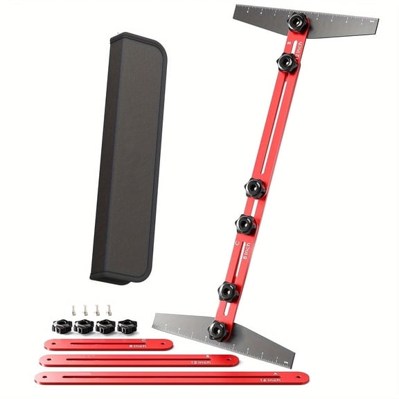 Stair Tread Template Tool - Solid Stair Tread Gauge, Stair Tools for Stair Measuring Tool Stair Gauge Jig Stair Template Stair Step Tool Shelf Template Projects (Red)