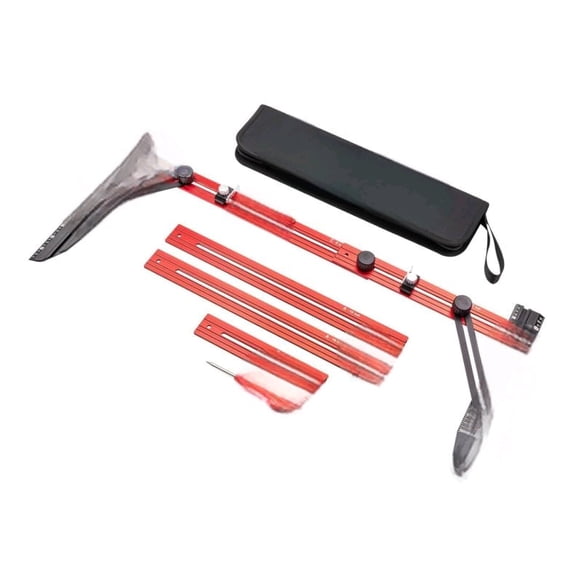 Stair Tread Template Tool, Stair Gauge Set Shelf Layout Measuring Scribe Tool for Stairs, Risers, Partitions, Self and Cutting Drywall - Red