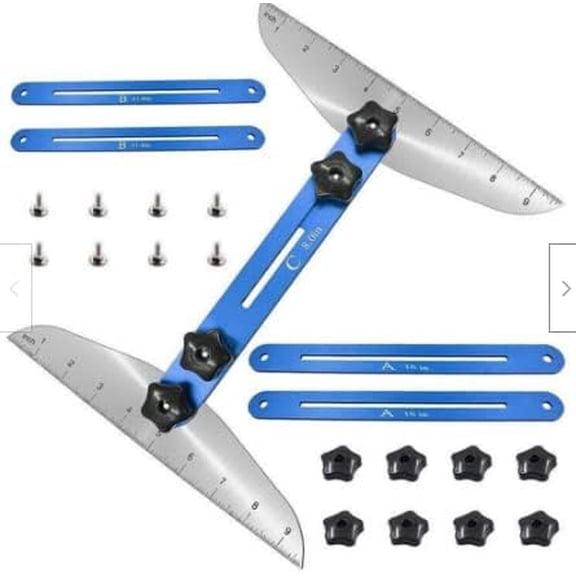 Stair Tread Template Tool Stair Tread Jig Stair Gauge Scribe Measuring Tool Layout Tool Cutting Guide Tool with Scale Shelf Tool Stair Measuring Ruler Folding Measuring Gauge Range 11-60in