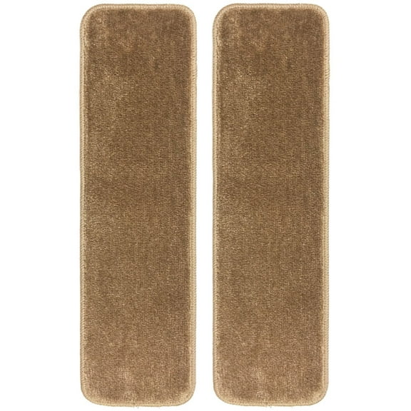 Stair Tread Treads Indoor 7 inch x 24 inch Machine Washable Skid Slip Resistant Carpet Stair Tread Treads Comfy Collection (Set of 2, Beige)