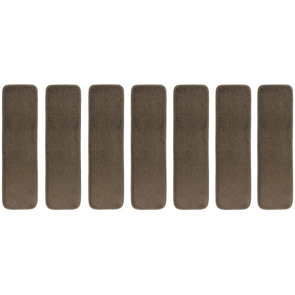Stair Tread Treads Indoor 7 inch x 24 inch Machine Washable Skid Slip Resistant Carpet Stair Tread Treads Euro Collection (Set of 7, Cappuccino Brown)