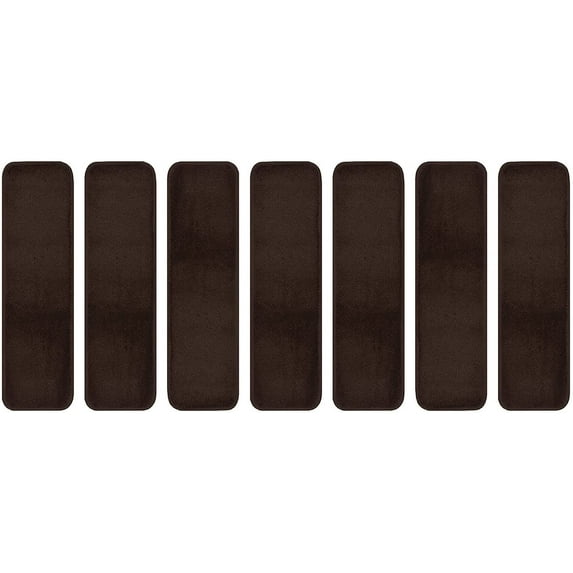 Stair Tread Treads Indoor 7 inch x 24 inch Machine Washable Skid Slip Resistant Carpet Stair Tread Treads Euro Collection (Set of 7, Brown)
