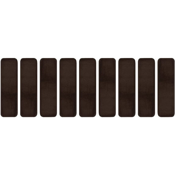 Stair Tread Treads Indoor 7 inch x 24 inch Machine Washable Skid Slip Resistant Carpet Stair Tread Treads Euro Collection (Set of 9, Brown)