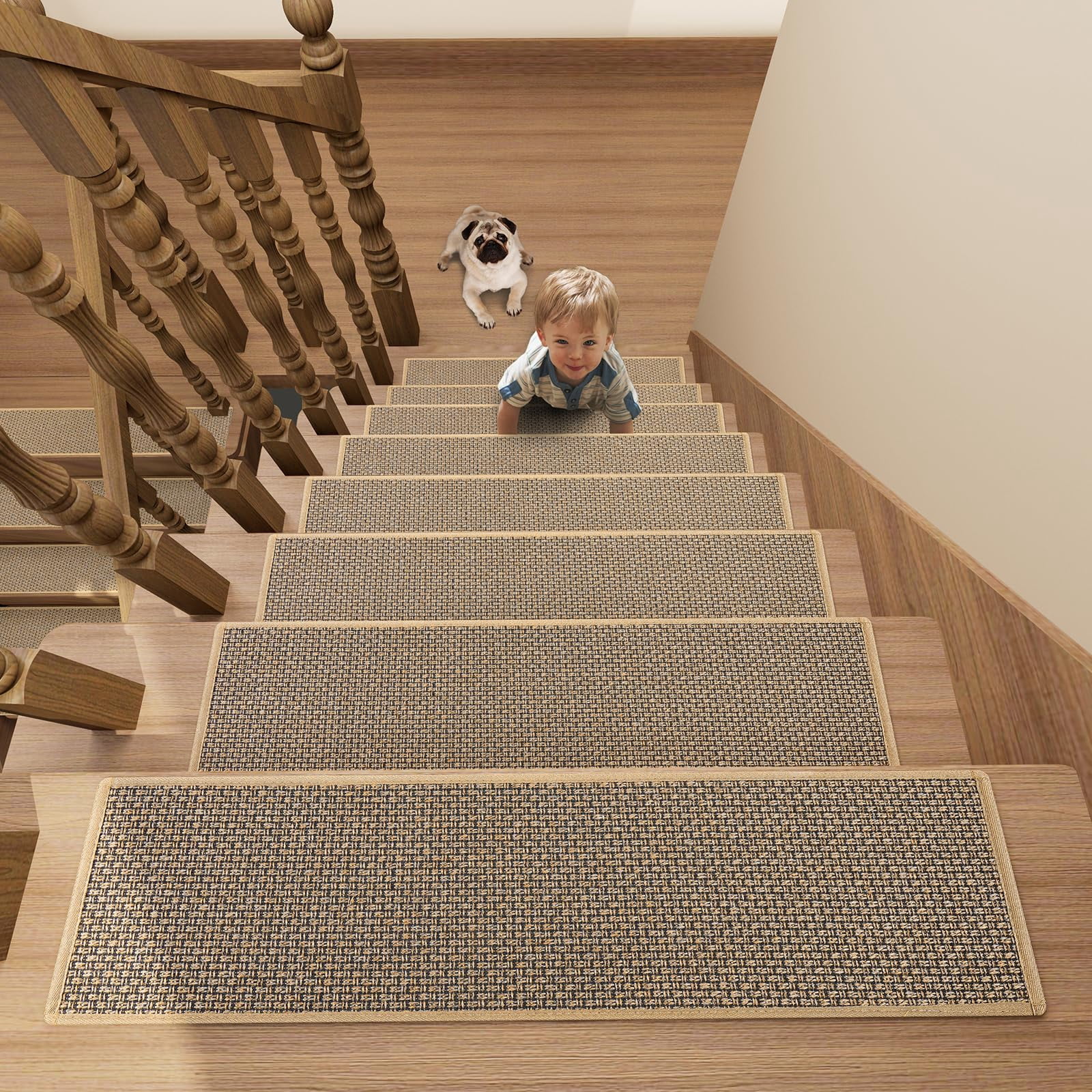 Stair Treads Carpet Brown 30" x 8" (Oblong) 4 Count Indoor Safety ...