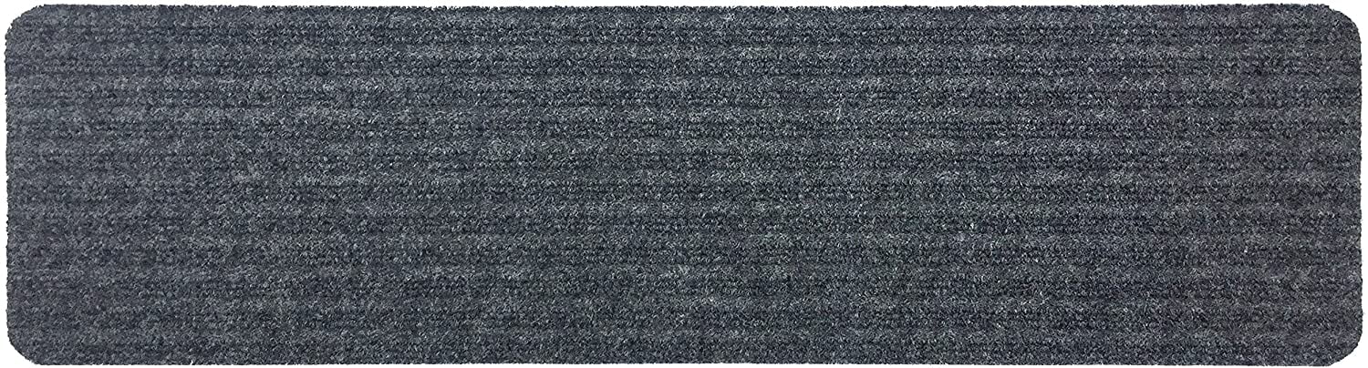 Gray Polyester Skid Resistant Rectangle Carpet Stair Treads Set