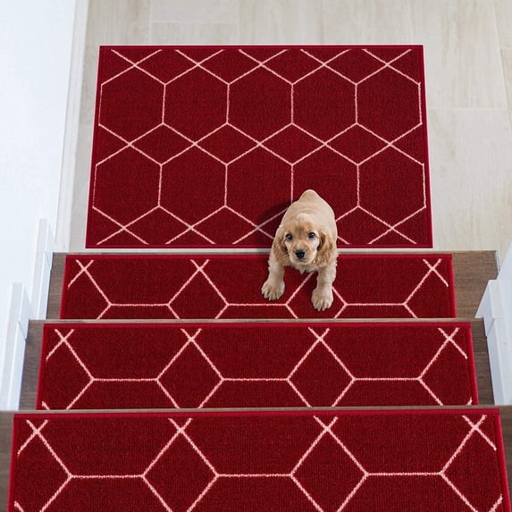 Stair Treads Hexagon Design Non Slip Backing, 8.5''X26''