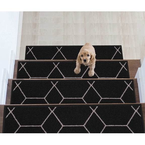 Stair Treads Hexagon Design Non Slip Backing, 8.5''X26''