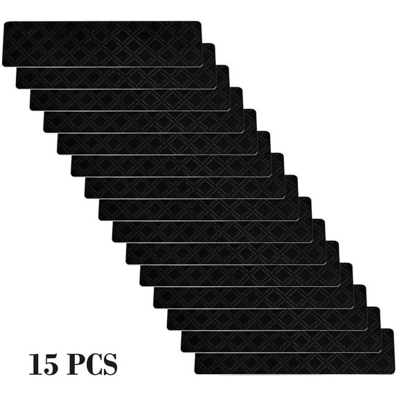 Stair Treads Non-Slip 15PC Set BlackEmbossed Stair Mats Self Adhesive Step Carpets Absorbent Washable Household Stair Rugs