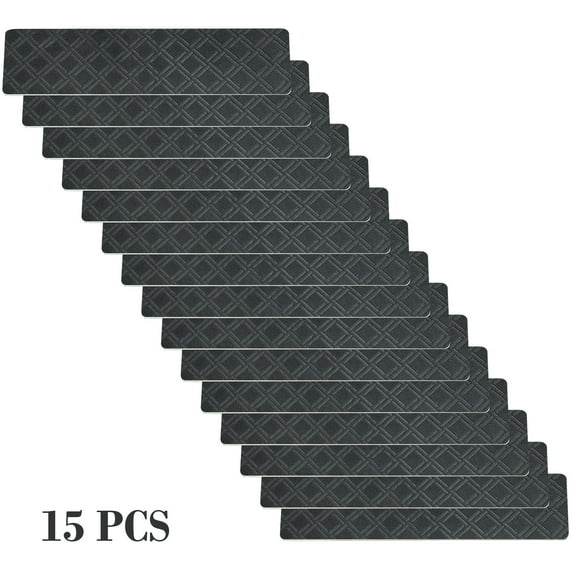 Stair Treads Non-Slip 15PC Set GrayEmbossed Stair Mats Self Adhesive Step Carpets Absorbent Washable Household Stair Rugs