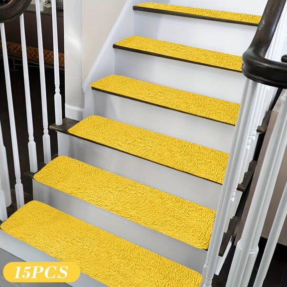 Stair Mat 15Pcs Carpet Stair Treads Plushes Large Size No Slide Stair Mat Non Slippery Rug Slide Resistive Indoor Runner Plushes Stair Mat With Reusable Easiler To Clean Stair Treads