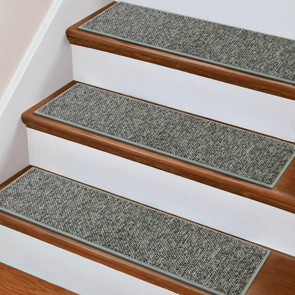 Stair Treads Non Slip, 4 Pack 8" X 30" Carpet Stair Treads for Wooden Steps Indoor, Stair Runners for Kids Elders and Pets, Self-Adhesive Washable Stair Rugs, Polyester TPR Backing