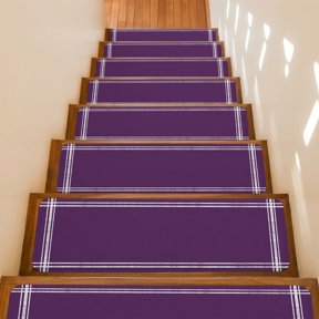 Stair Treads Non Slip Indoor for Wooden Steps, Pure Dark Purple 4 Pcs Stair Mats for Kids Elders Dogs, 8 x 30 Inch Simple Solid Color Carpet Treads Runner Rugs for Staircase
