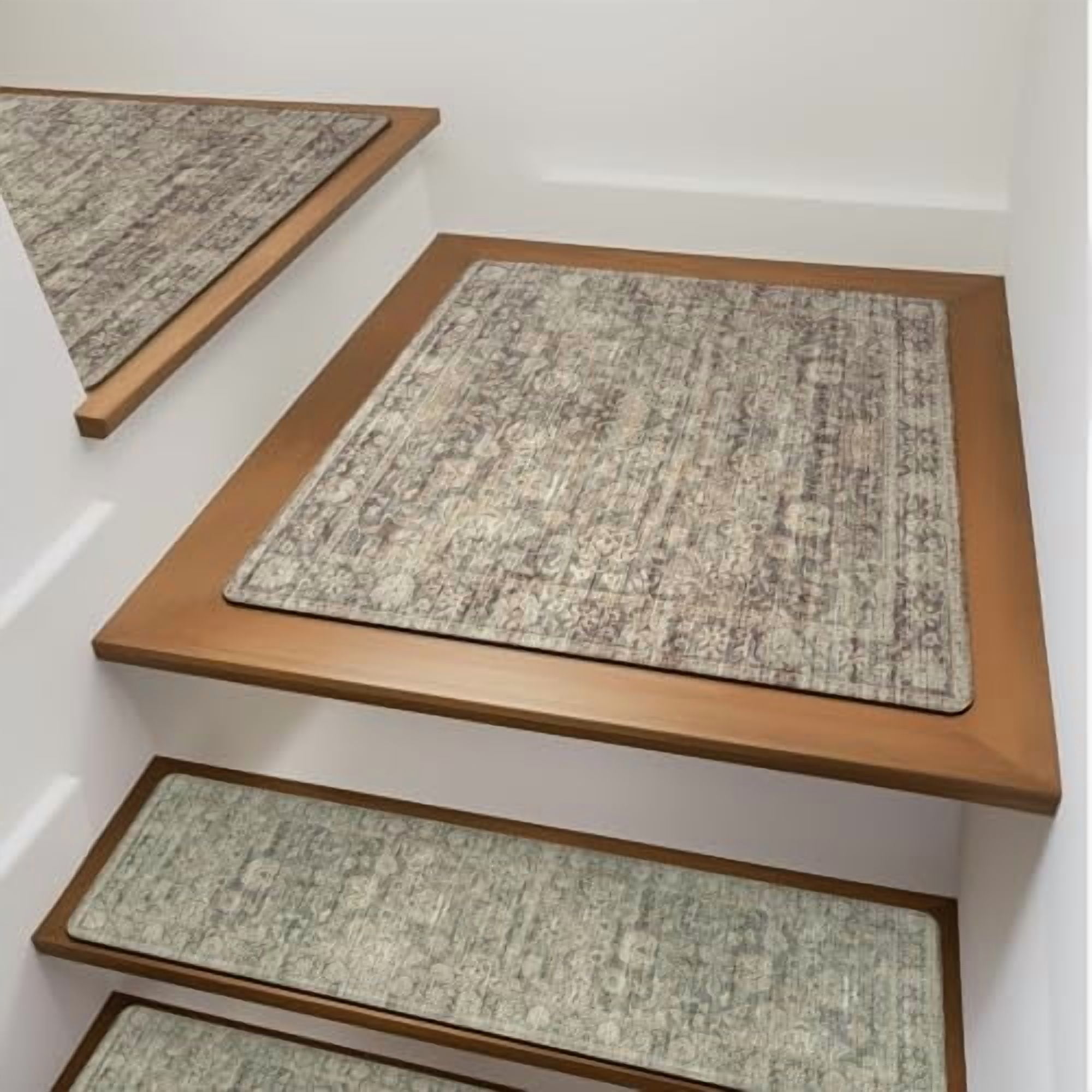 Stair Treads Non-Slip Matching Mat for Wooden Steps, Square Capet Stair ...
