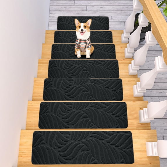 Stair Treads, Non Slip Stair Mats, Reusable Adhesive Backing, Soft Carpet Surface, for Indoor Staircase Use, for Households with Residents and Animals