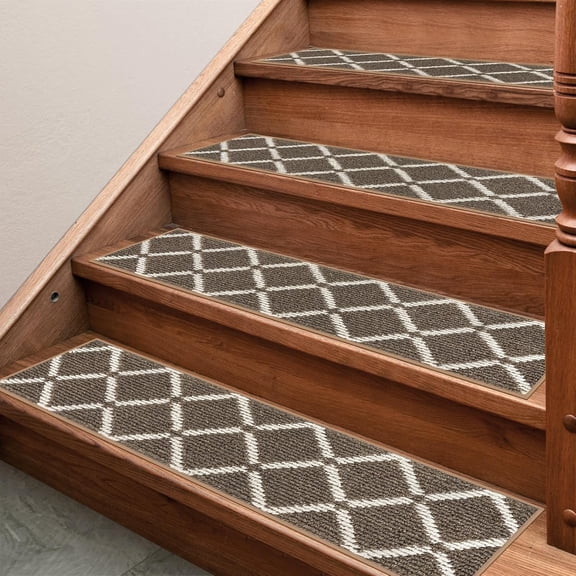 Stair Treads Non Slip for Wooden Steps Indoor, 15 Pack 8" X 30" Carpet Runners for Wood Stairs with Self-Adhesive Backing, Stickiness Stair Rugs for Kids Elders and Dogs, Square Brown