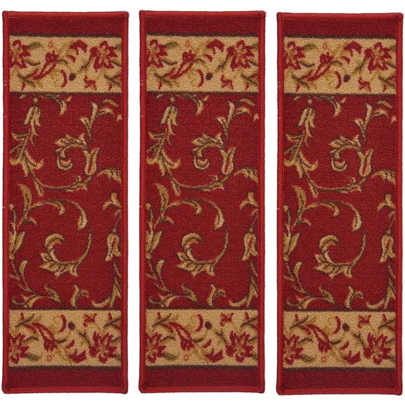 Stair Treads Skid Slip Resistant Backing Indoor Carpet Stair Treads Bakhtiari Persian Design 9 inch x 36 inch inch (Set of 3, Multi Color)