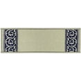 thumbnail image 1 of Stair Treads Skid Slip Resistant Backing Indoor Carpet Stair Treads Scroll Border Design 8  inch x 26  inch (1 Piece, Grey Navy Blue), 1 of 8