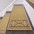 thumbnail image 1 of Stair Treads Skid Slip Resistant Backing Indoor Carpet Stair Treads Trellis Border Design 8 ½ inch x 26 ¼ inch (Set of 2, Beige Brown), 1 of 5