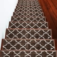 thumbnail image 1 of Stair Treads Trellisville Collection Contemporary, Cozy, Vibrant and Soft Stair Treads, 9'' x 28'', Brown & White, Pack of 4 [100% Polypropylene], 1 of 7