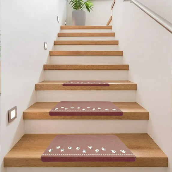 Stair Treads for Wooden Steps 8.7"x21.6" Sound Insulation And Scratch Proof Anti-Slip Stair Mat for Steps, Staircase, Deck,5 Pack-Dark Pink,Home Decor