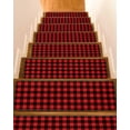 thumbnail image 1 of Stair Treads for Wooden Steps, Black Red Plaid Peel and Stick Stair Treads with Adhesive, Vintage Rustic Buffalo Checked Gingham Non Slip Indoor Stairs Runner Rugs Mats for Elders Dogs 8"x30"4PCS, 1 of 7