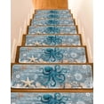 thumbnail image 1 of Stair Treads for Wooden Steps, Blue Octopus Coastal Peel and Stick Stair Treads with Adhesive, Summer Beach Ocean Starfish Coral Non Slip Indoor Stairs Runner Rugs Mats for Elders Dogs 8"x30"10PCS, 1 of 7