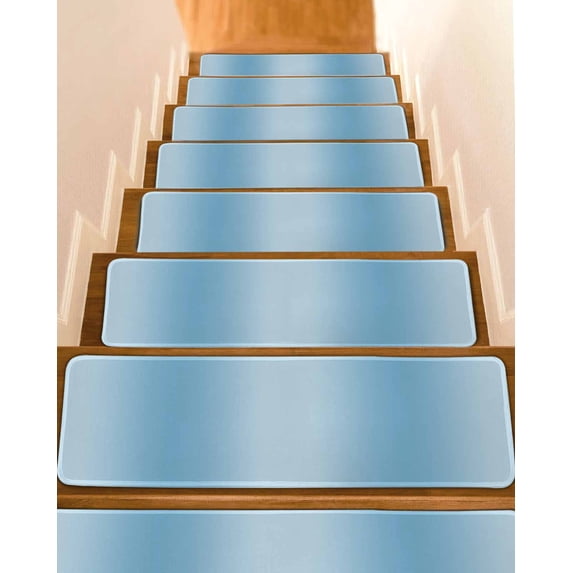 Stair Treads for Wooden Steps, Blue Ombre Peel and Stick Stair Treads with Adhesive, Modern Abstract Art Farmhouse Gradient Non Slip Indoor Stairs Runner Rugs Mats for Elders Dogs 8"x30" 4PCS